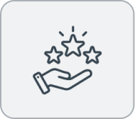 Hand holding three stars icon.